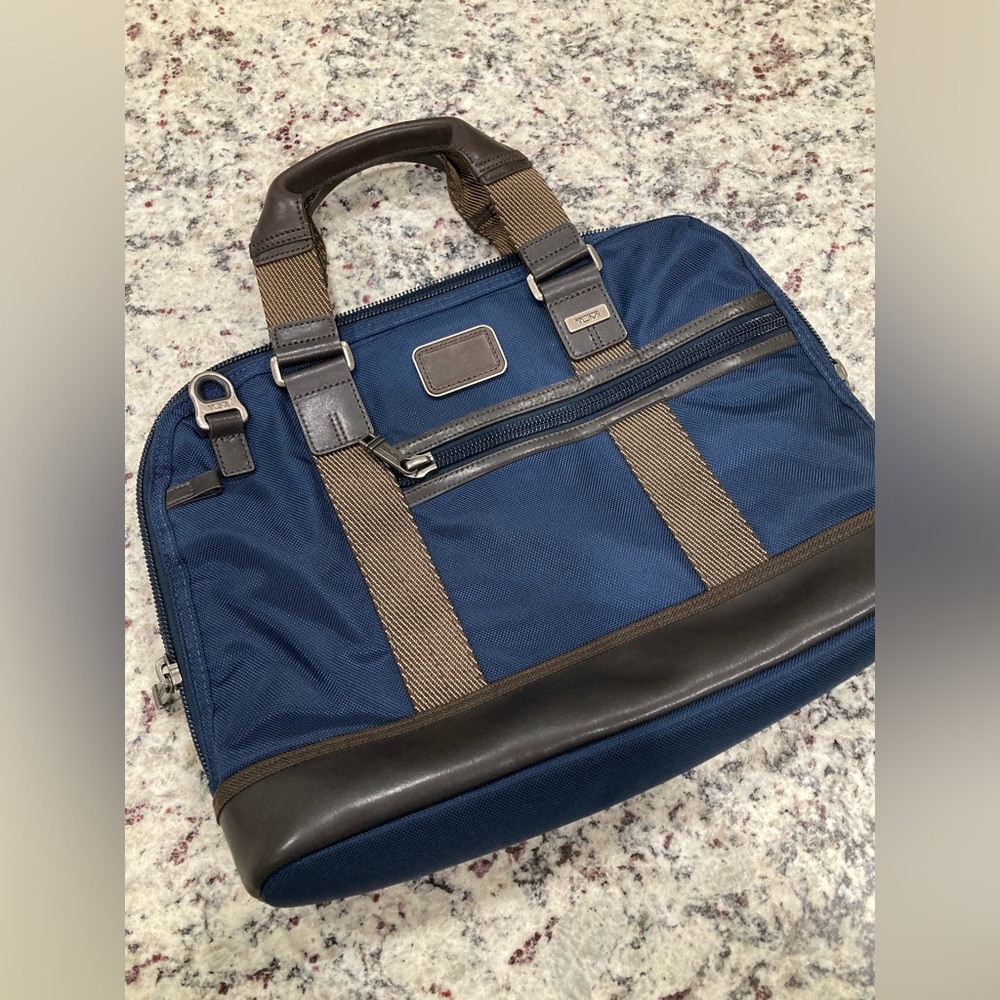 Tumi canvas and leather laptop briefcase